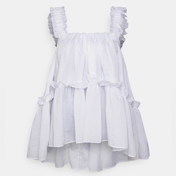 Brogger | olive babydoll ruffle-trimmed shell top | NWT size L - Picture 5 of 16